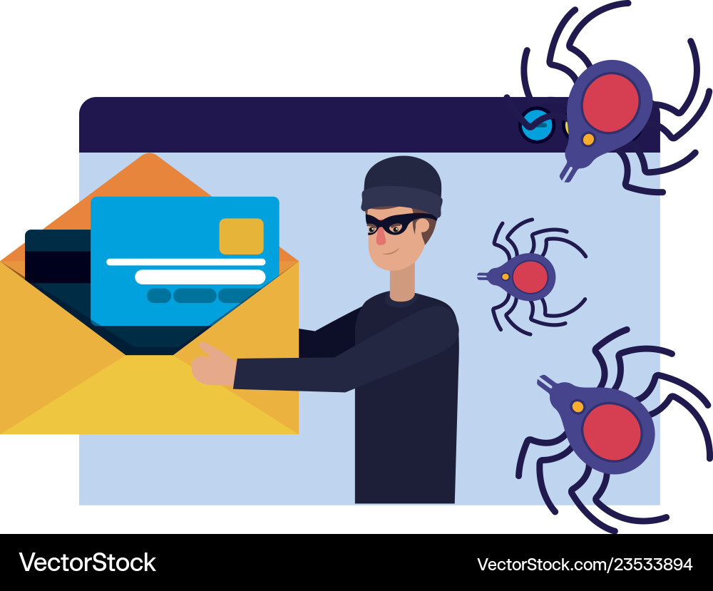 Hacker stealing information avatar character vector image
