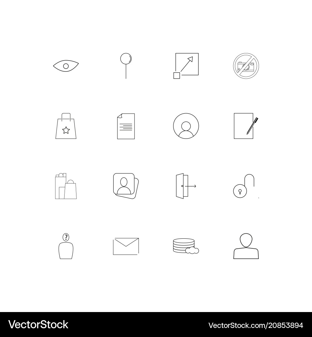 Interface linear thin icons set outlined simple vector image