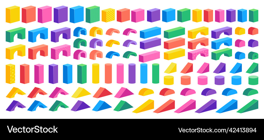 Isometric block constructor cartoon colorful Isometric block constructor cartoon colorful vector image