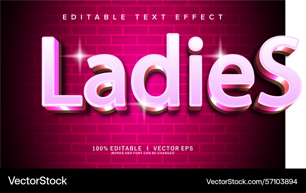 Ladies text effect with modern style design vector image
