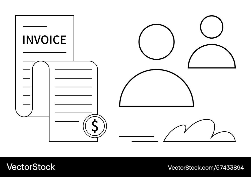 Minimalist visual of invoice document and user Minimalist visual of invoice document and user Vector Image