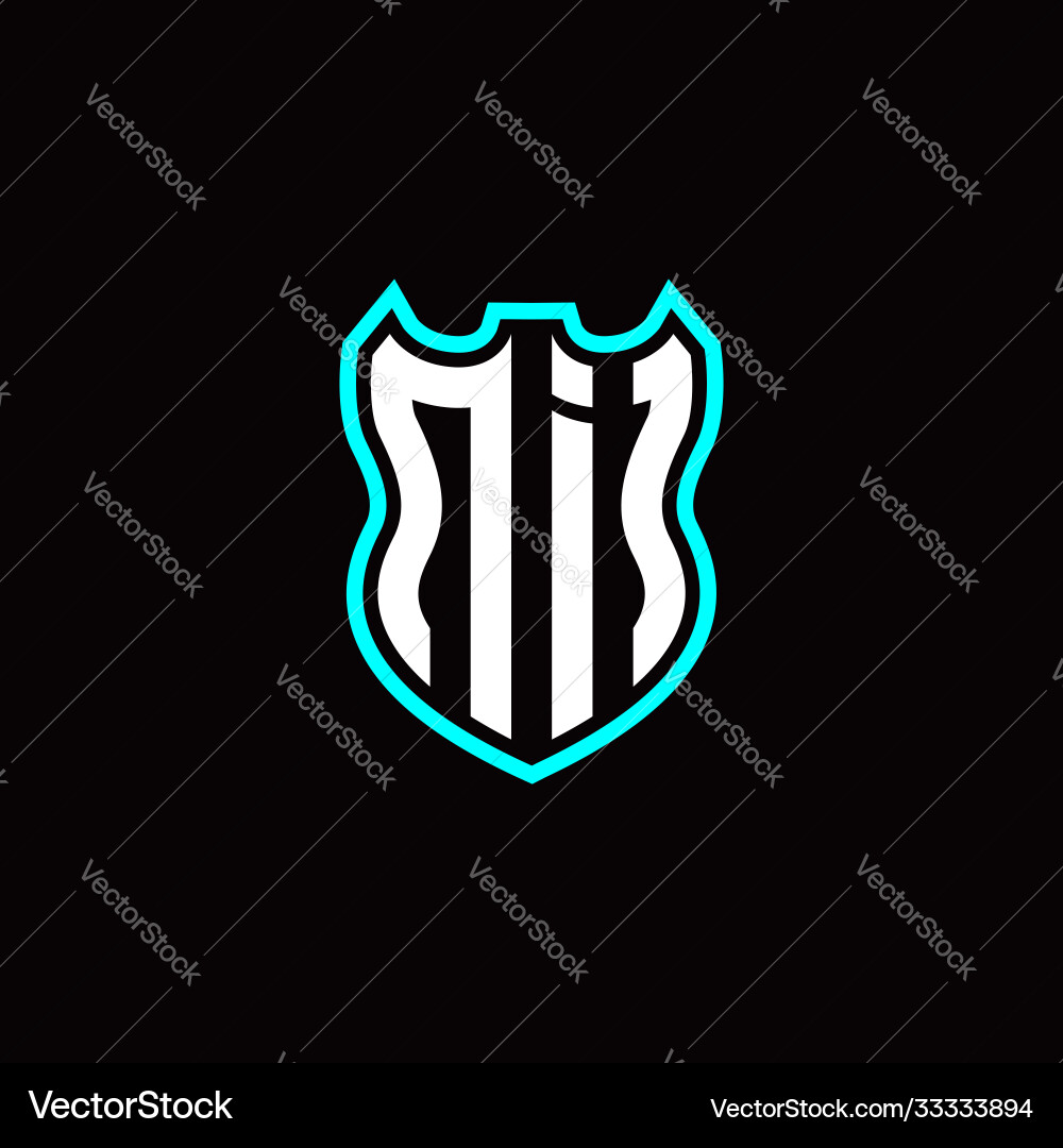 N i initial logo design with shield shape N i initial logo design with shield shape vector image