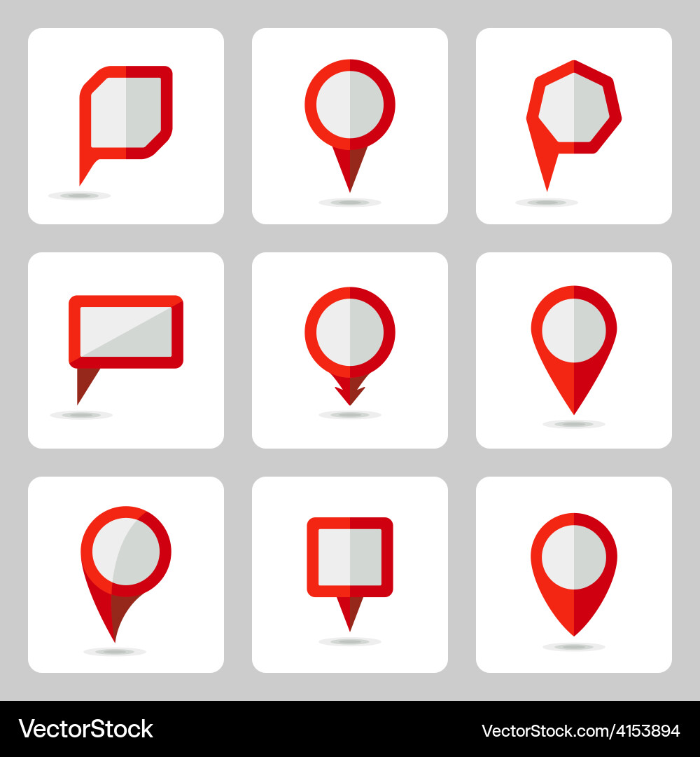 Pointer red icons set various forms vector image