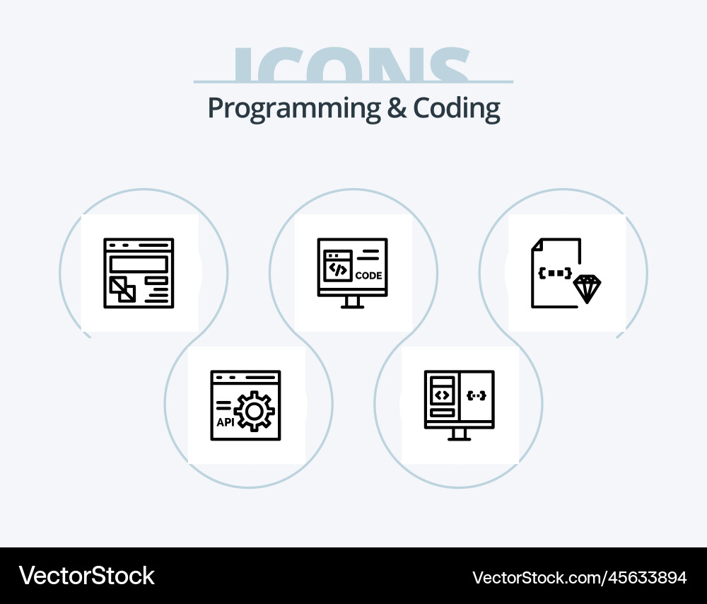 Programming and coding line icon pack 5 vector image