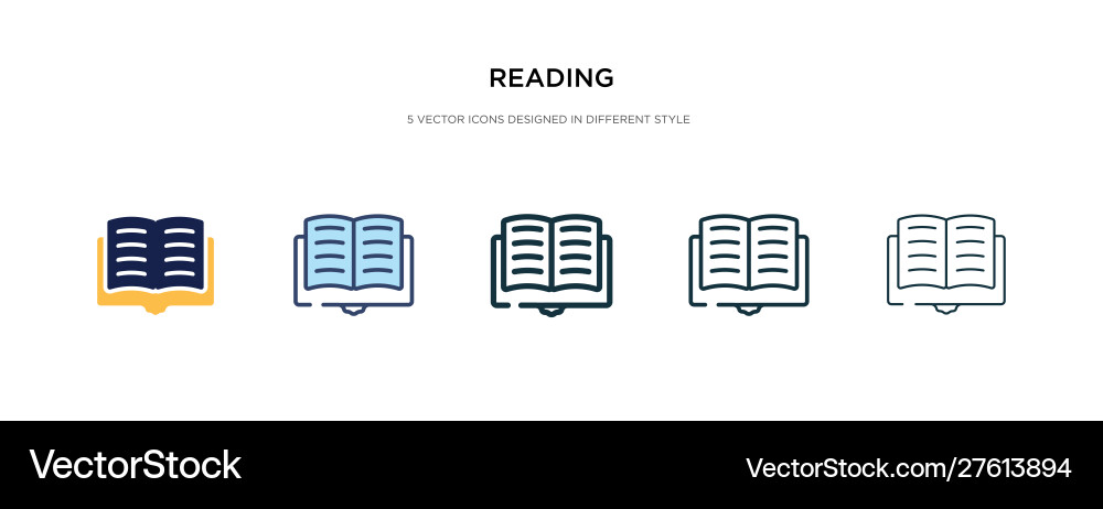 Reading icon in different style two colored Reading icon in different style two colored vector image