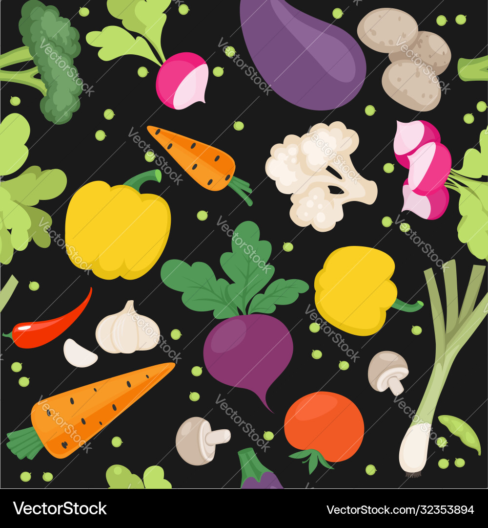 Seamless pattern from fresh vegetables radishes Seamless pattern from fresh vegetables radishes vector image