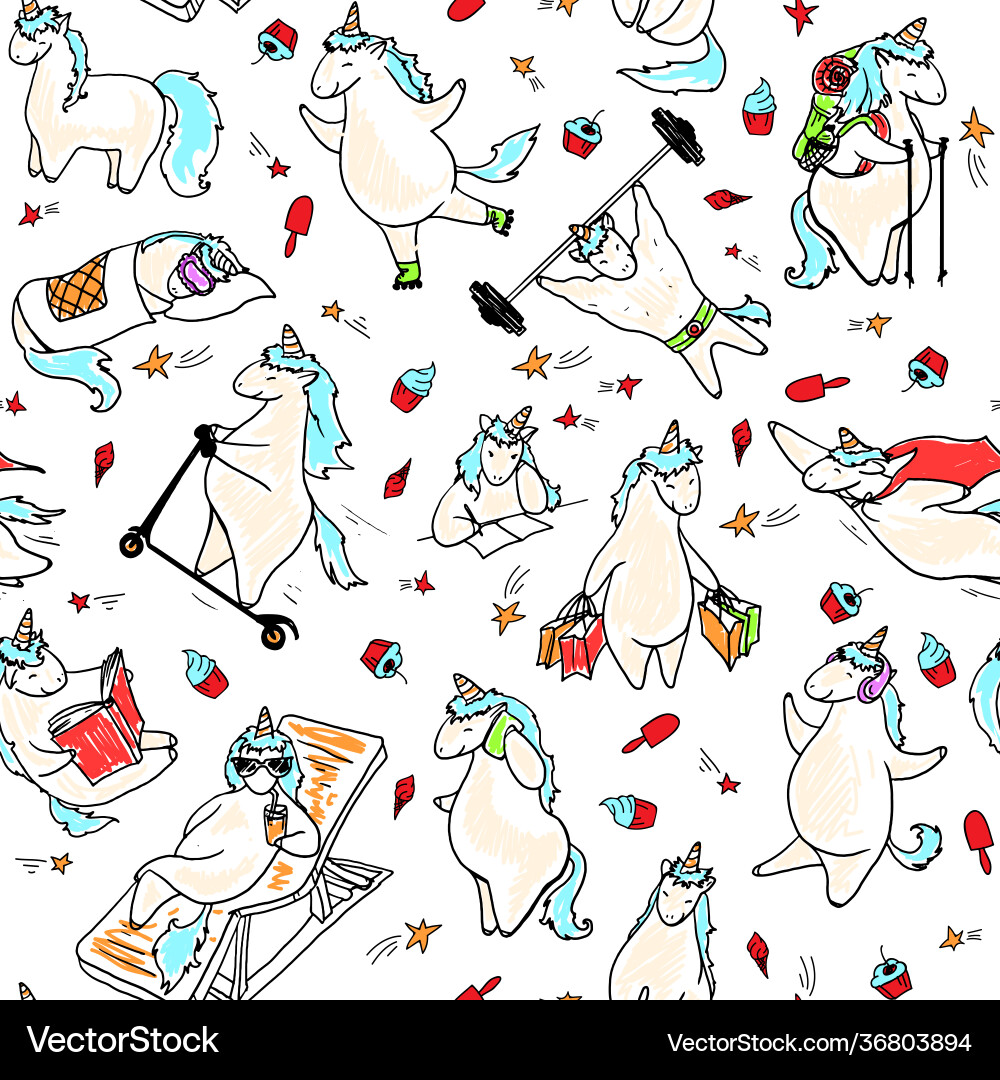 Seamless pattern with unicorns Seamless pattern with unicorns vector image