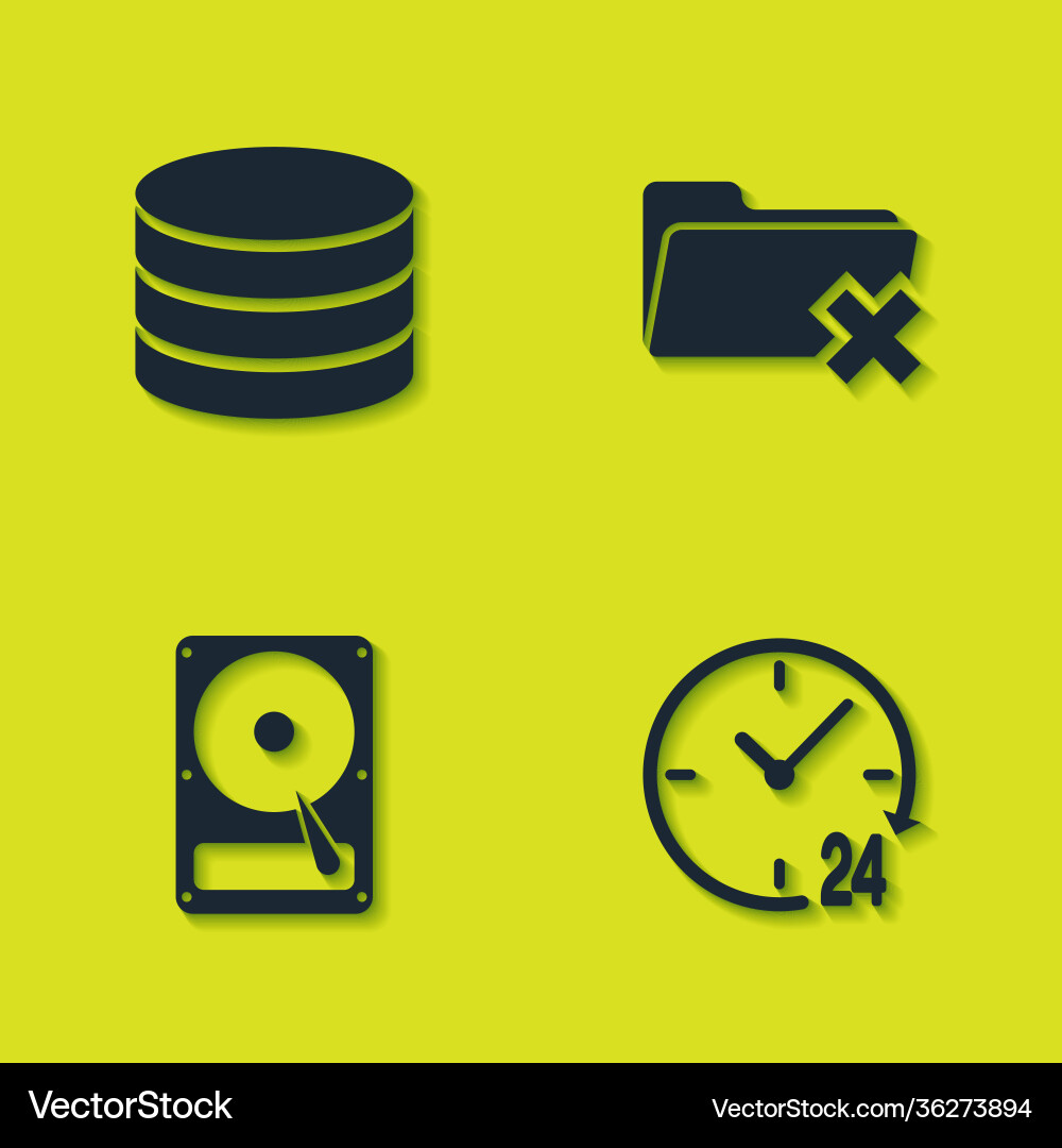 Set database clock 24 hours hard disk drive hdd Vector Image