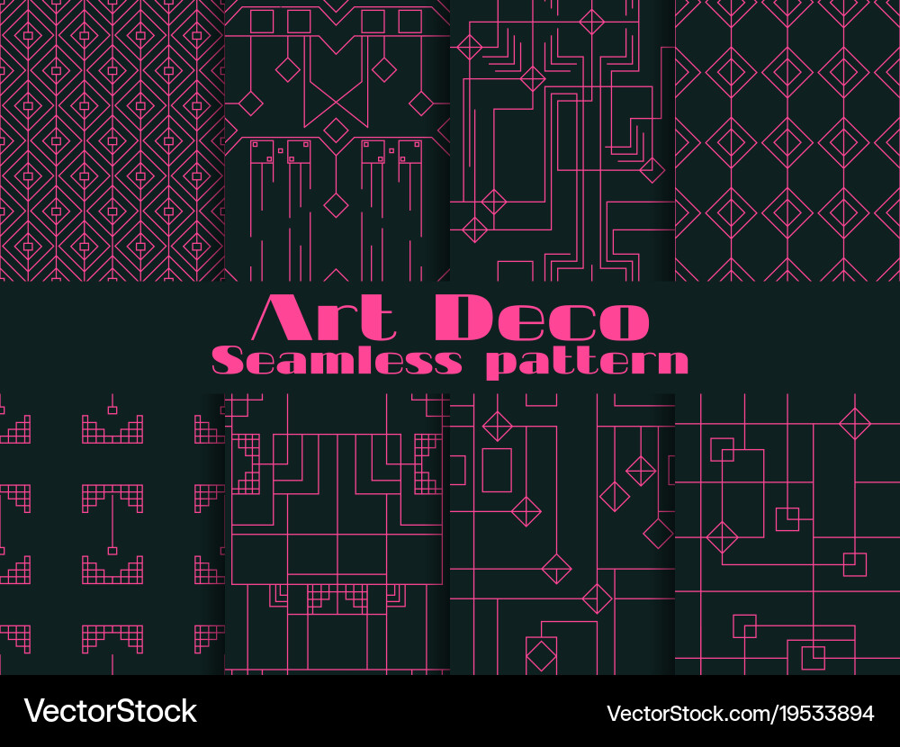 Set of seamless patterns art deco lines Vector Image