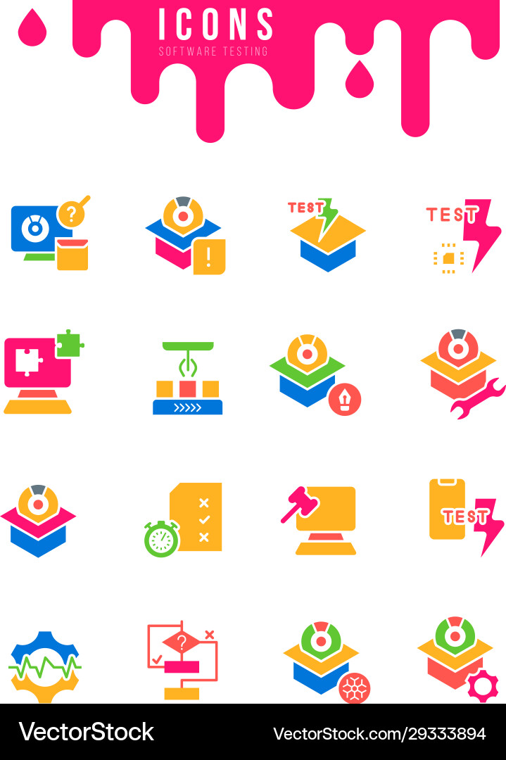 Set simple icons software testing Set simple icons software testing vector image