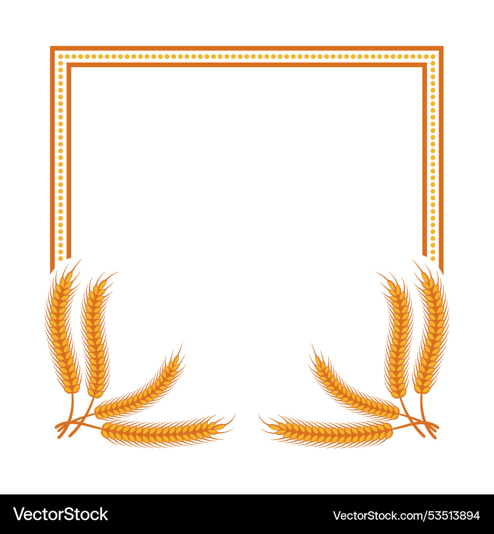 Square frame with wheat on the bottom Vector Image