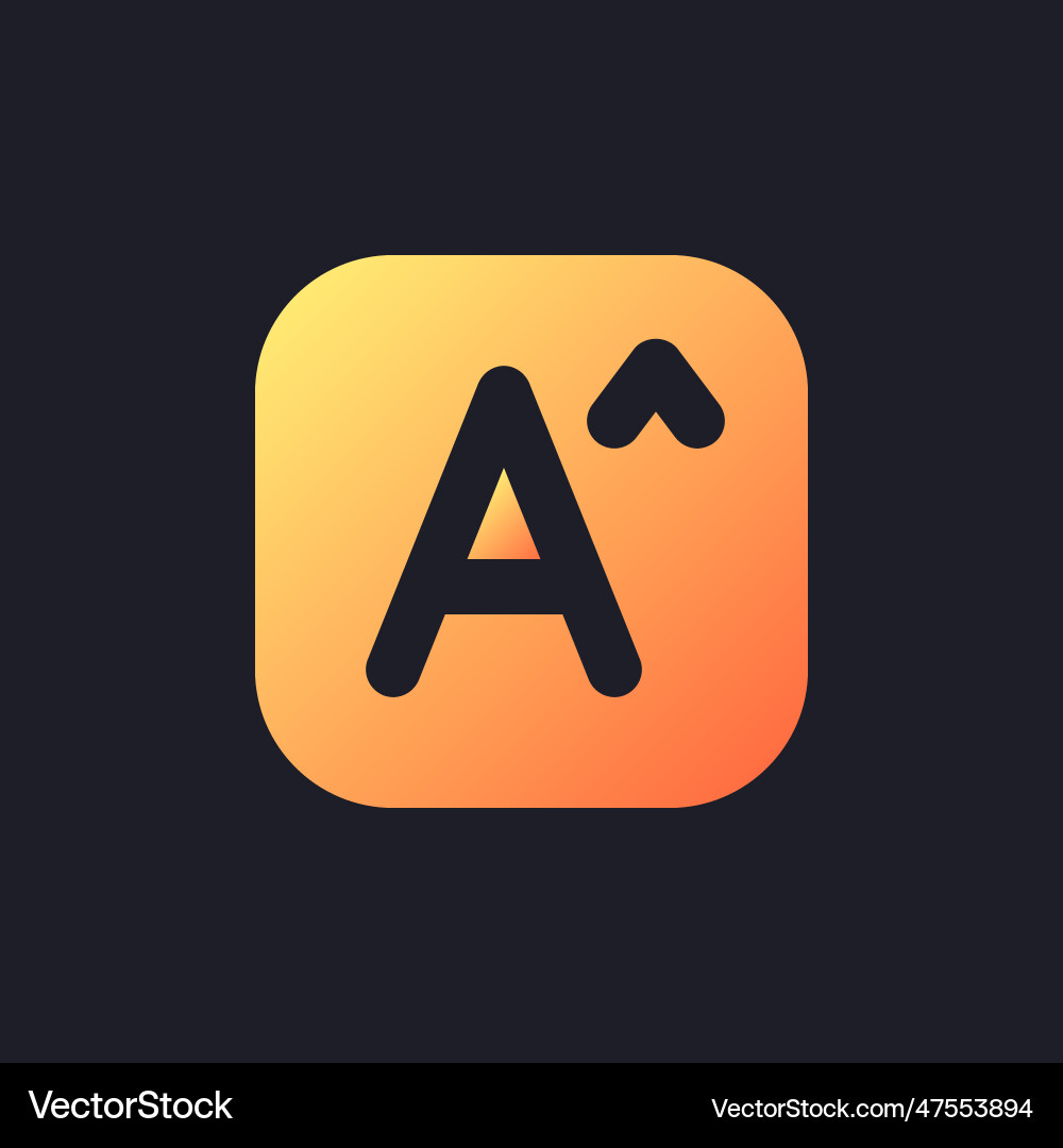 Text size orange solid gradient ui icon for dark Text size orange solid gradient ui icon for dark vector image