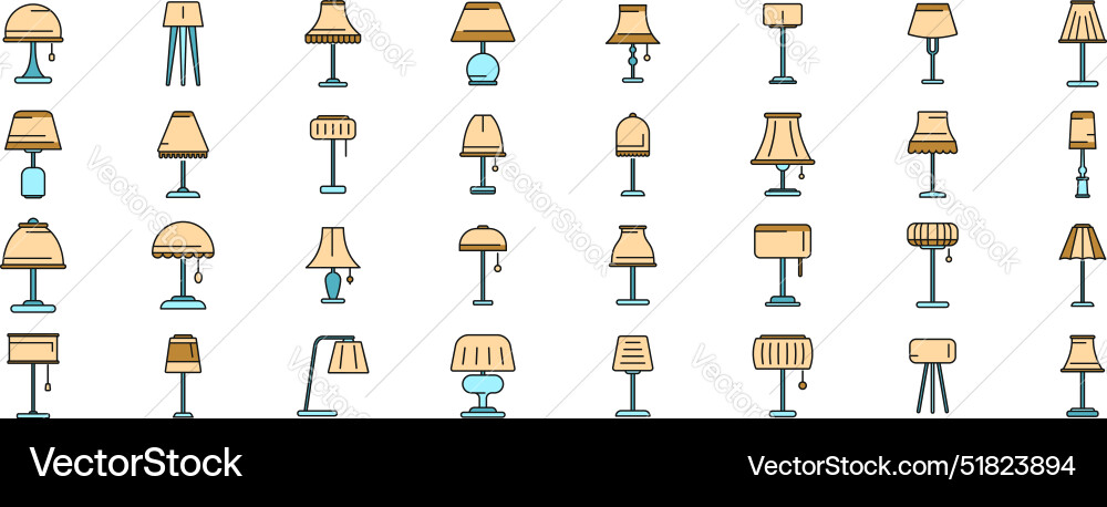 Torchere icons set color line Torchere icons set color line vector image