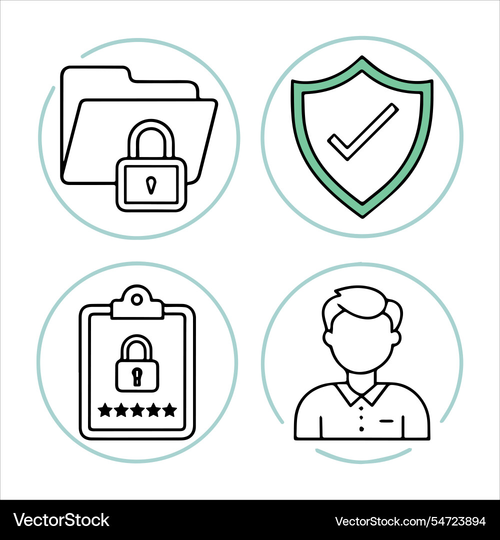 Web security protection line icons set Web security protection line icons set vector image