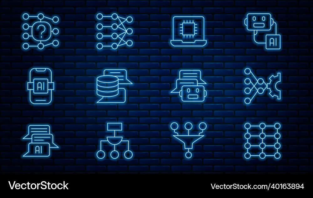 Zeile neural Netzwerkprozessor cpu Server einstellen vektorbild