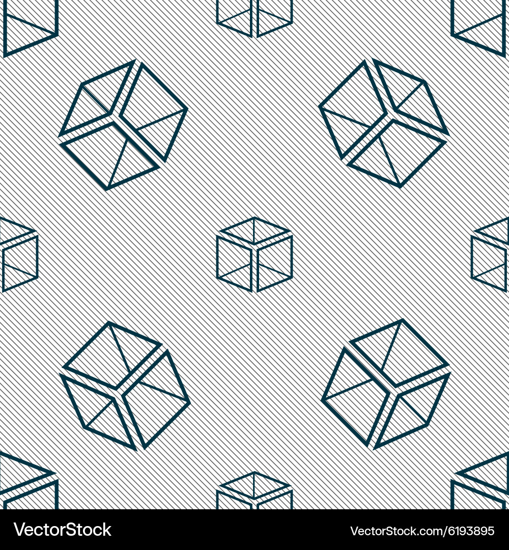 3d cube icon sign seamless pattern with geometric Vector Image