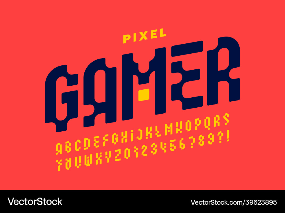 8-Bit Pixel Font Art vector image