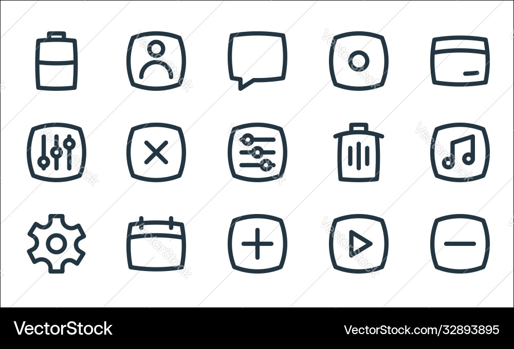 Basic ui line icons linear set quality Basic ui line icons linear set quality vector image