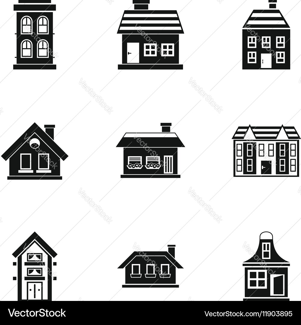 Building icons set simple style Vector Image