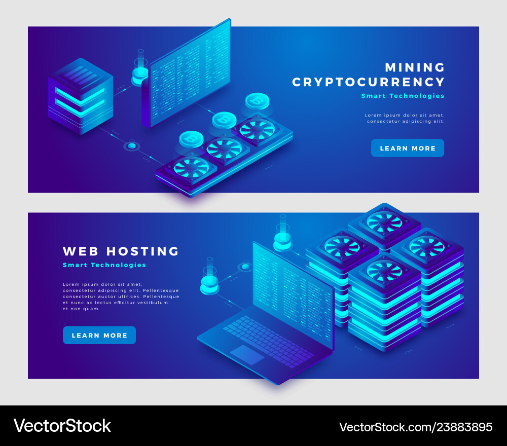 Crypto Mining & Web Hosting vector image