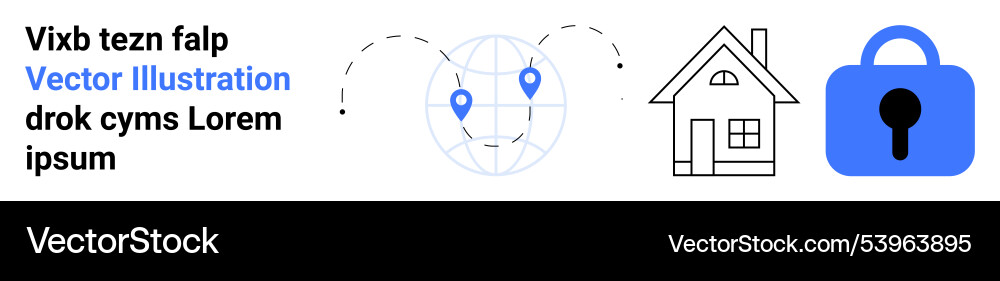 Global connection and home security theme with map Global connection and home security theme with map Vector Image