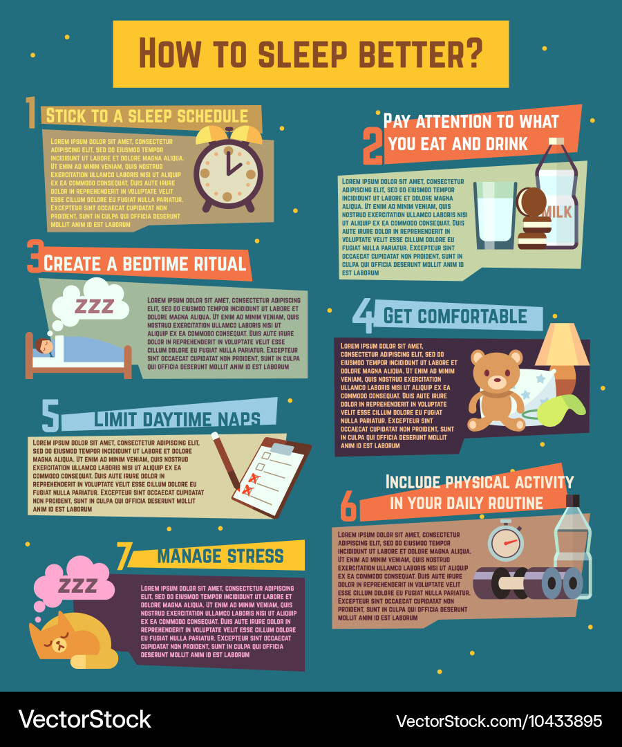 How to sleep better infographics Royalty Free Vector Image