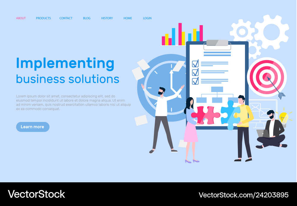 Implementing business solution web development Implementing business solution web development Vector Image