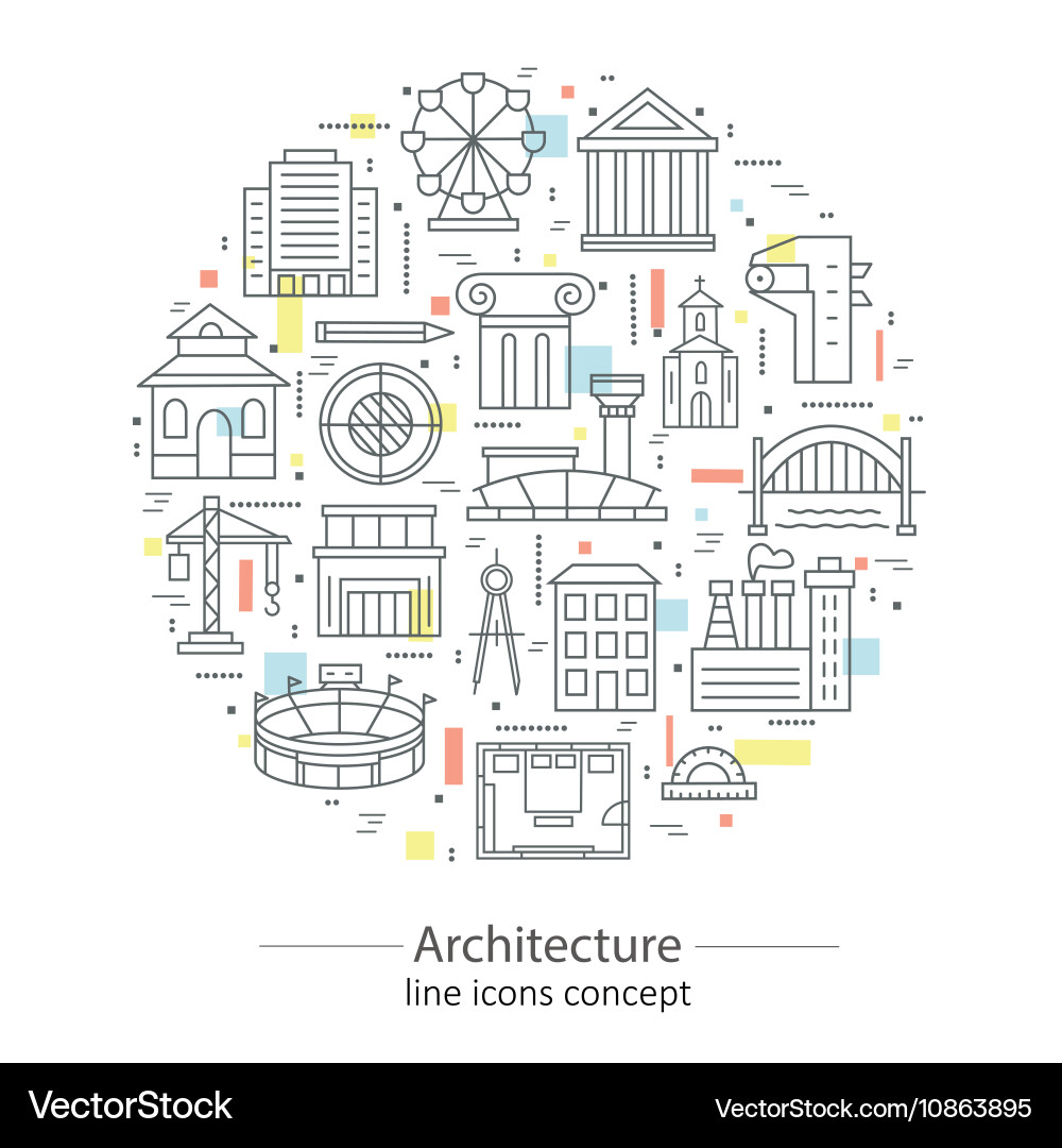 Modern Architecture Line Icons Vector Image