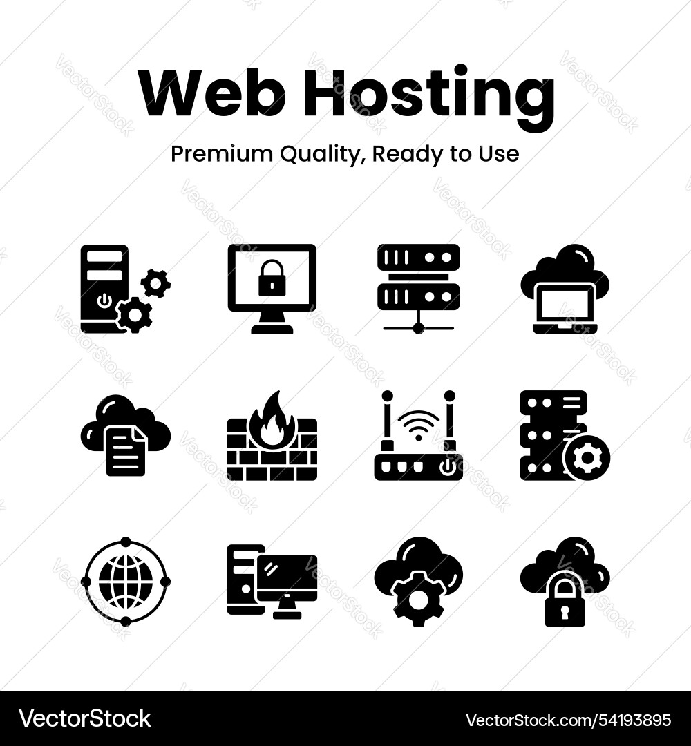 Pack of web hosting icons in modern design style Pack of web hosting icons in modern design style vector image