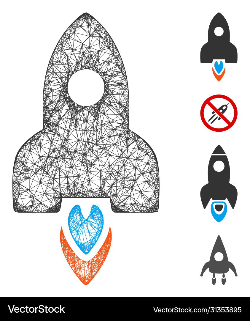 Rocket web mesh Rocket web mesh vector image