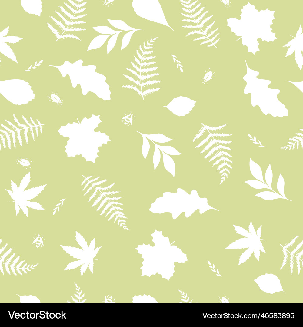Seamless pattern with different leaves and bugs Seamless pattern with different leaves and bugs Vector Image