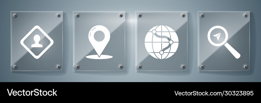 Set search location on globe map Vector Image