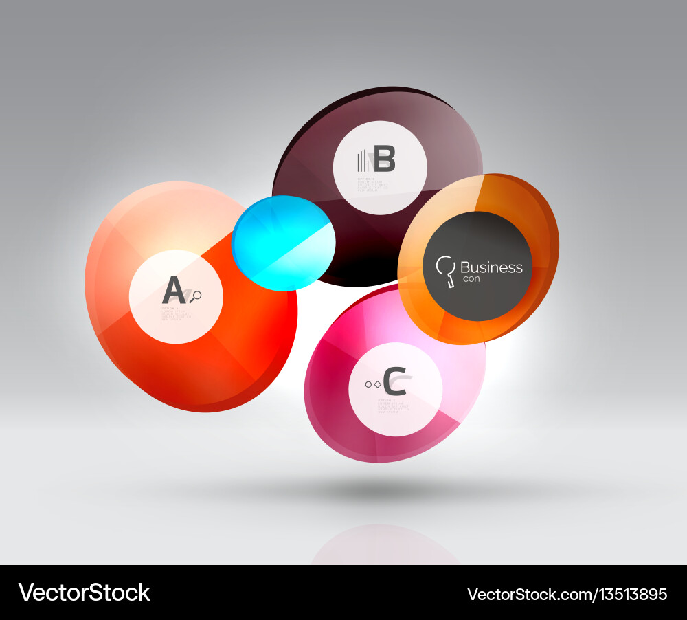 Shiny circles with text in 3d space Shiny circles with text in 3d space Vector Image
