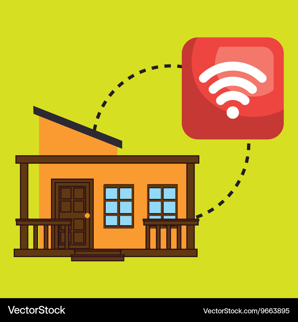 Smart home with wifi connection isolated icon vector image