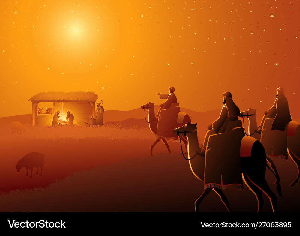Three wise men arrives Three wise men arrives vector image