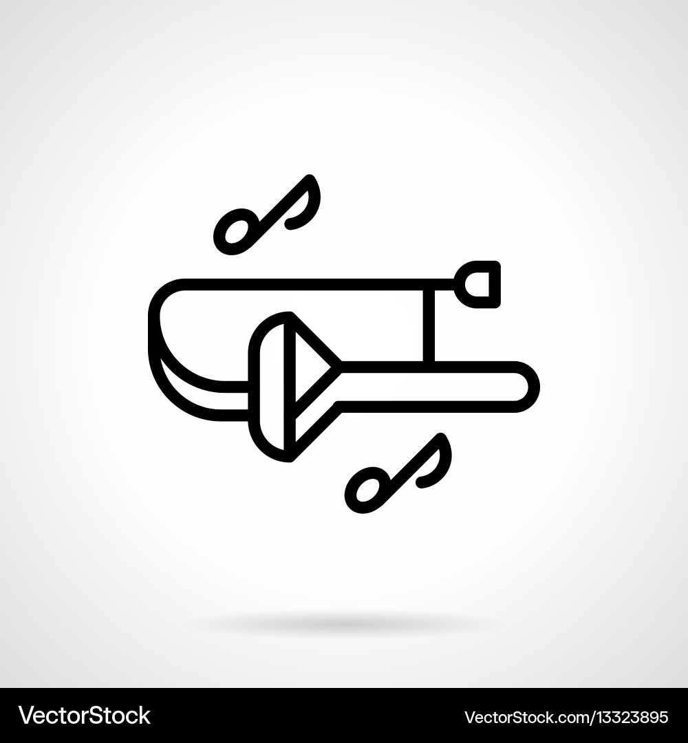 Trombone and notes simple line icon vector image