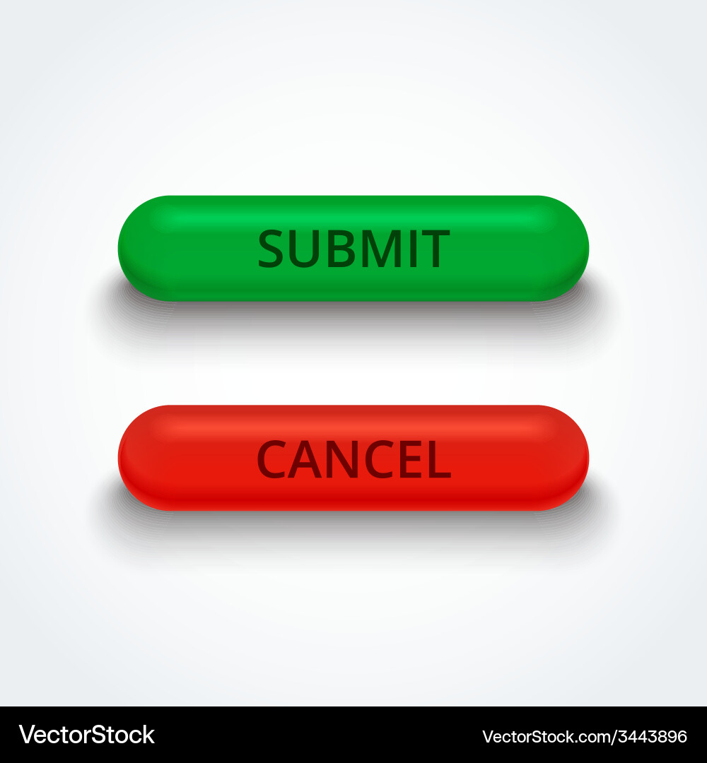 3D Submit and Cancel Buttons vector image
