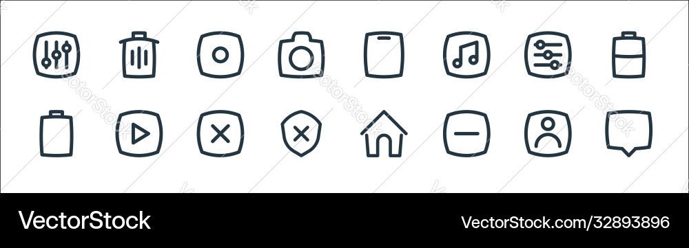 Basic ui line icons linear set quality Basic ui line icons linear set quality vector image