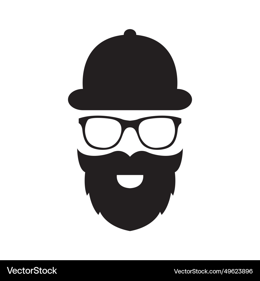 Bearded geek logo design image Bearded geek logo design image vector image
