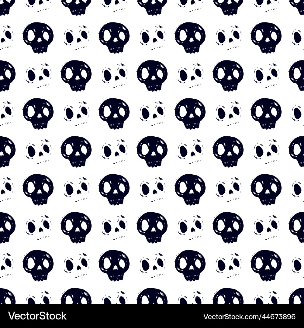 Black skull and scary face on white background Vector Image