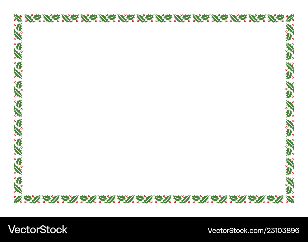 Christmas Holly Border - Green Vector Image