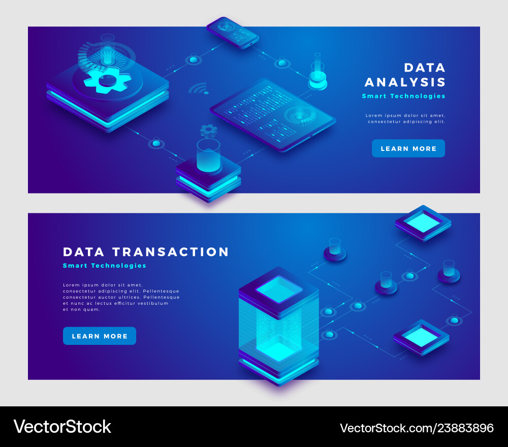 Data Analysis & Transaction Concepts - Isometric B vector image
