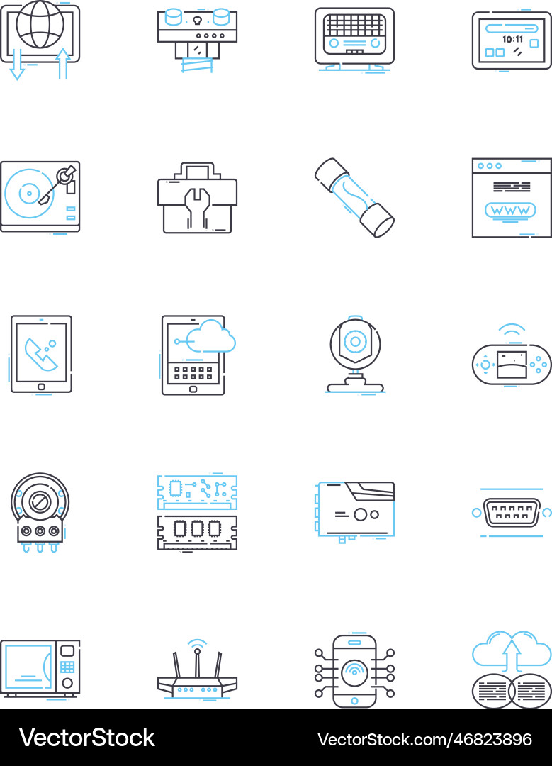 Digital instruments linear icons set synthesizer Vector Image