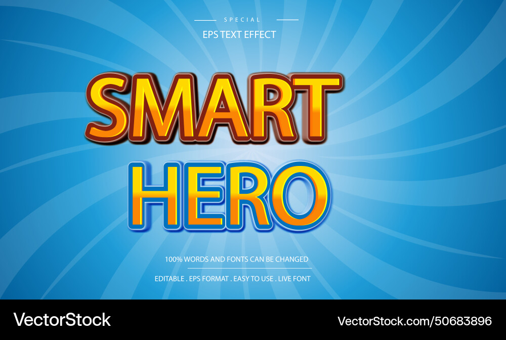 Editable text effect smart hero style Editable text effect smart hero style Vector Image
