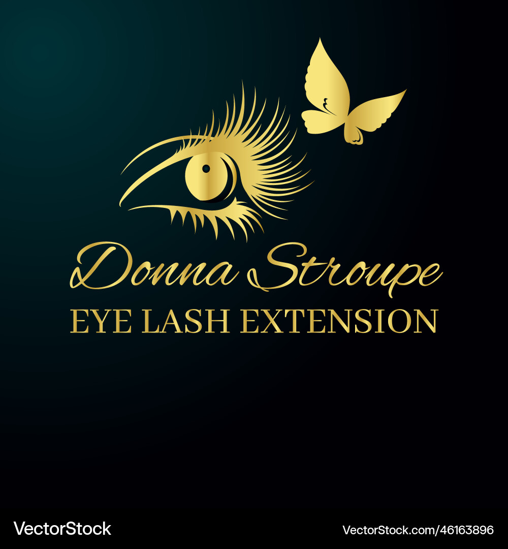 Gold eye lash extension business logo Vector Image