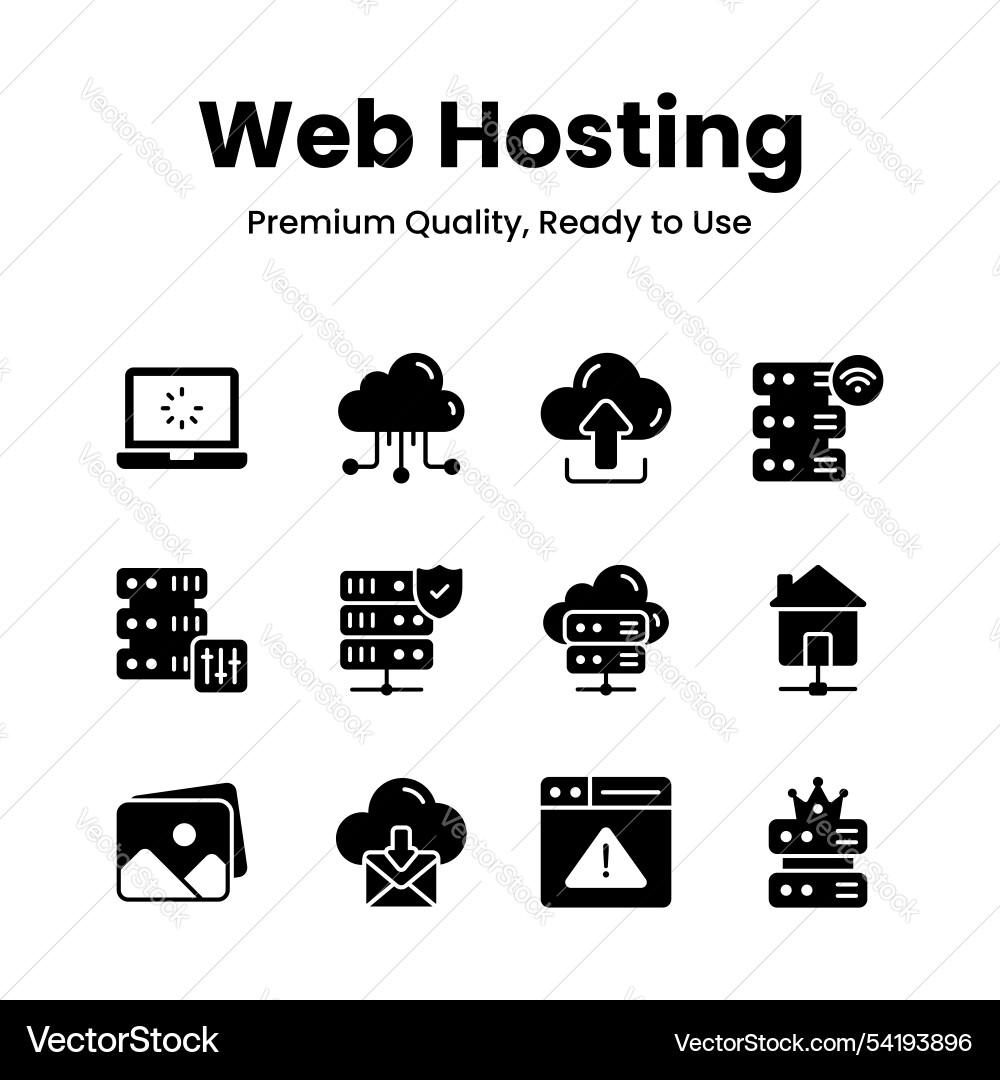 Grab this amazing web hosting icons set in trendy Vector Image