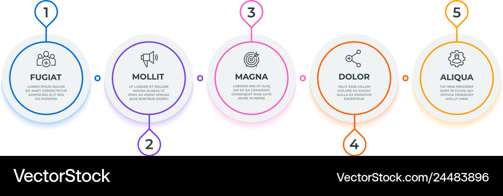 Line flow infographic 5 steps circle workflow vector image