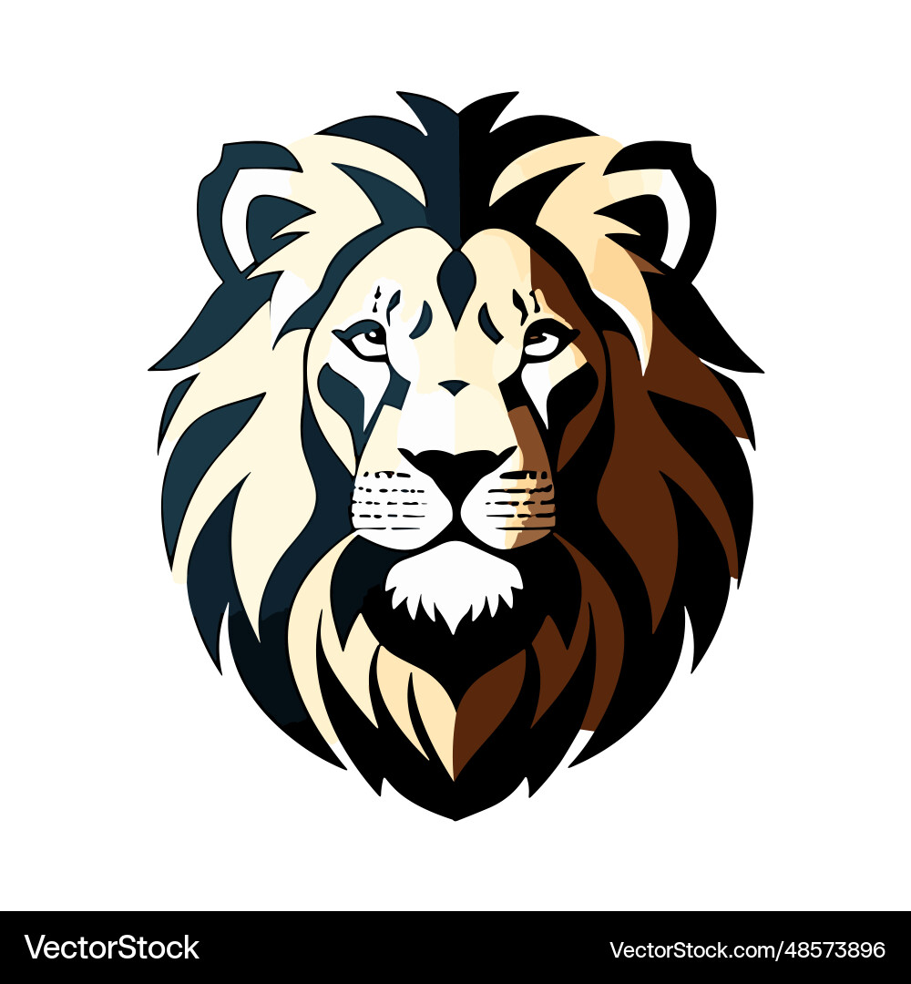 Lion head flat design icon template for logo Lion head flat design icon template for logo Vector Image