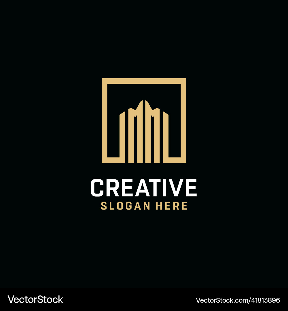 Mm initial monogram logo design with square shape Mm initial monogram logo design with square shape Vector Image