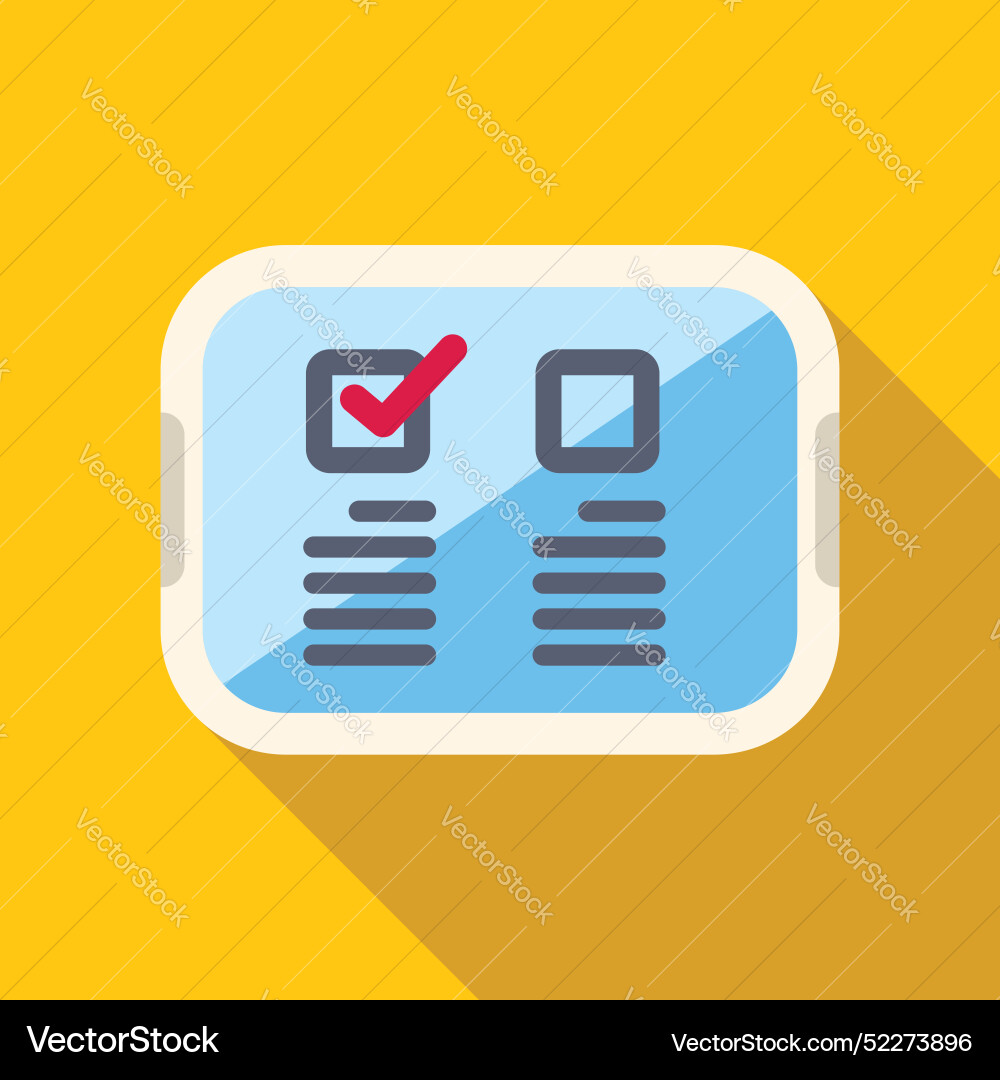 Online survey on tablet computer showing checkmark Vector Image